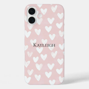 Coques iPhone 16 Plus Coeurs blancs roses