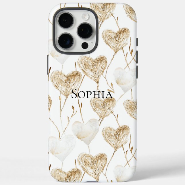 Coques Case-Mate iPhone Coeurs Boho de crème Brown (Verso)