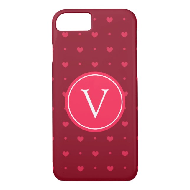 Coques Case-Mate iPhone Coeurs chauds rouges Monogrammes (Dos)