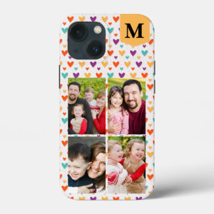 Case-Mate iPhone Case Coeurs colorés Monogramme personnalisé 4 photos