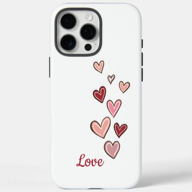 Coques Case-Mate iPhone Coeurs d'amour rose rouge (Verso)