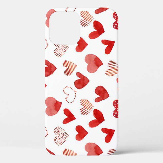 Coques Case-Mate iPhone Coeurs d'amour rouge, motif aquarelle. (Verso)