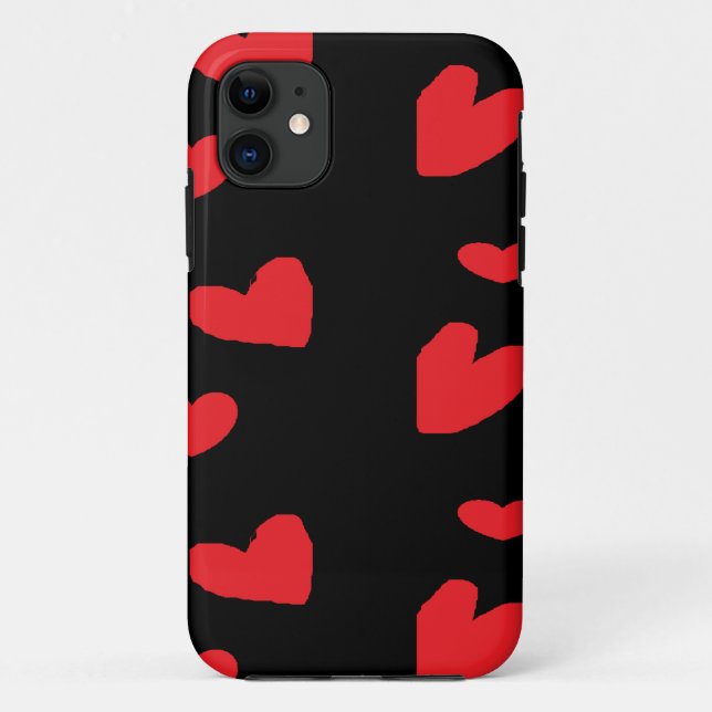 Coques Case-Mate iPhone Coeurs d'amour rouges sur noir (Dos)