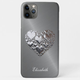Case-Mate iPhone Case Coeurs d'argent sur l'imitation de l'acier brossé