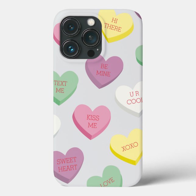 Coques Case-Mate iPhone Coeurs de conversation de bonbons avec texte modif (Verso)