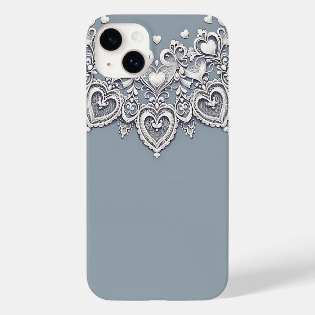 Coques Case-Mate iPhone Coeurs de dentelle blanche Charme romantique Éléga (Verso)