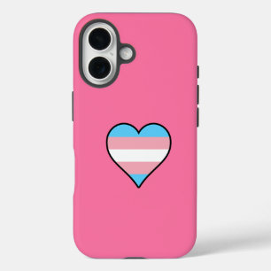 Coque Pour iPhone 16 Coeurs de fierté transgenre