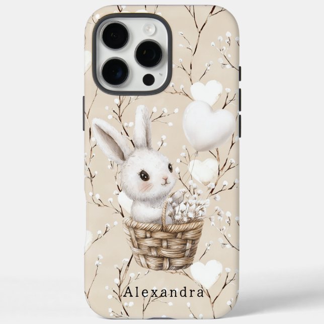 Coques Case-Mate iPhone Coeurs de lapin blanc dans un panier (Verso)