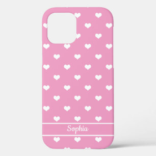 Case-Mate iPhone Case Coeurs de noms personnalisés mignons rose motif
