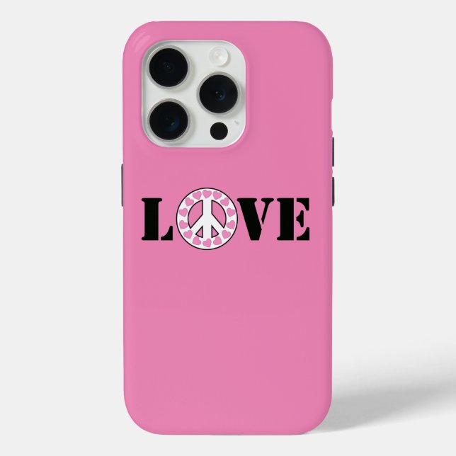 Coques Case-Mate iPhone Coeurs de paix d'amour rose (Verso)