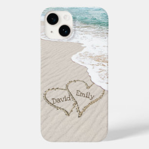 Coque Pour iPhone 14 Coeurs de plage avec noms