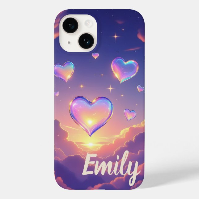 Coques Case-Mate iPhone Coeurs de verre flottant Ciels pourpres (Verso)