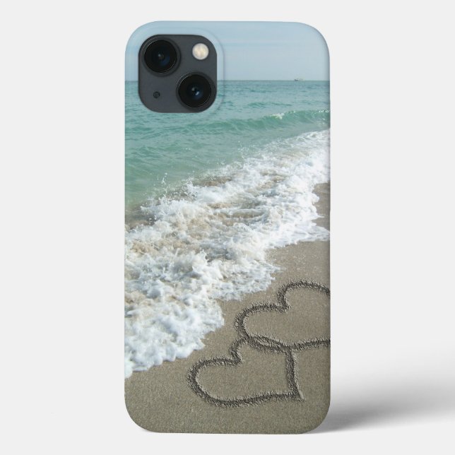 Coques Case-Mate iPhone Coeurs de verrouillage sur le sable de plage (Verso)