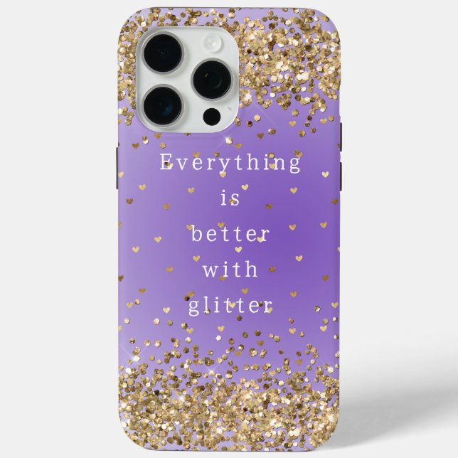 Coques Case-Mate iPhone Coeurs d'or Sparkle Purple Parties scintillant cit (Verso)