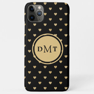 Case-Mate iPhone Case Coeurs d'or sur Monogramme noir