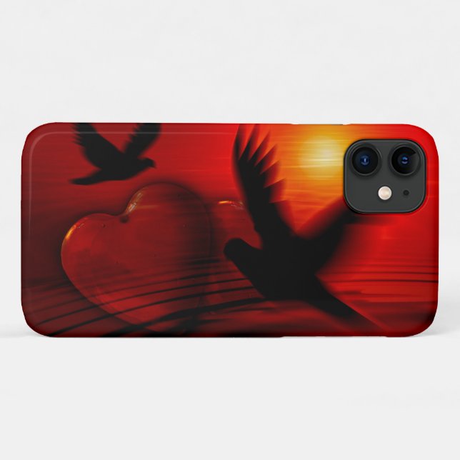 Coques Case-Mate iPhone Coeurs et colombes (Dos (Horizontal))