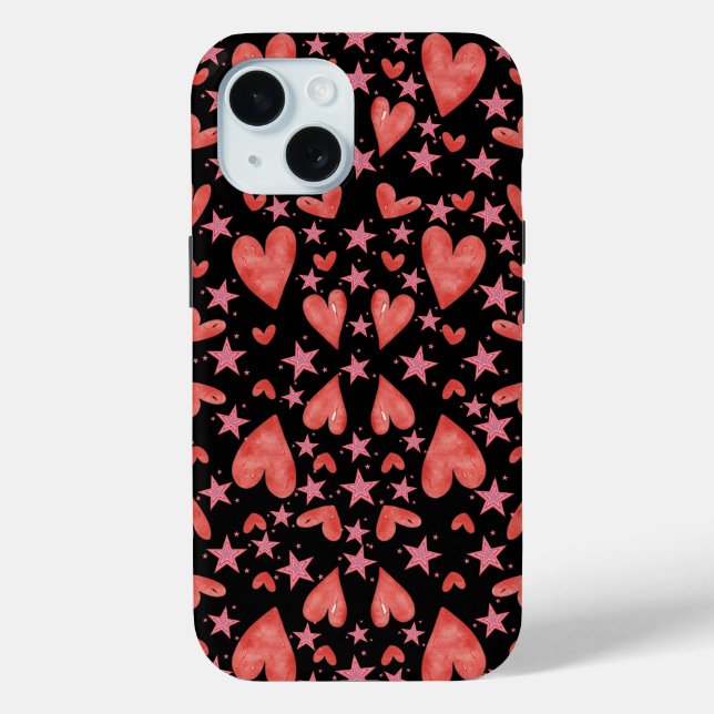 Coques Case-Mate iPhone Coeurs et étoiles roses tendance Valentine (Verso)
