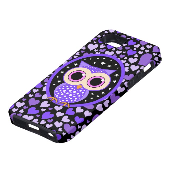 Coques Case-Mate iPhone coeurs et hibou pourpre (Bas)