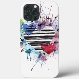 Case-Mate iPhone Case Coeurs Et Lavages Dans L'Aquarelle