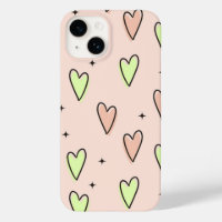 Coeurs mignons et étoiles motif sur rose