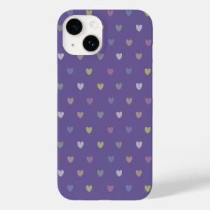 Coque Pour iPhone 14 Coeurs minuscules polka sur violet violet Ultra vi