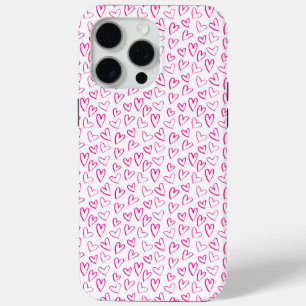 Coque iPhone 15 Pro Max Coeurs Motifs minimalistes roses Saint Valentin