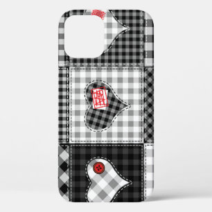 Case-Mate iPhone Case Coeurs Noir Blanc Patchwork Sans Couleur.