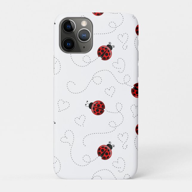 Coques Case-Mate iPhone Coeurs noirs de l'amant de l'insecte rouge Ladybug (Dos)