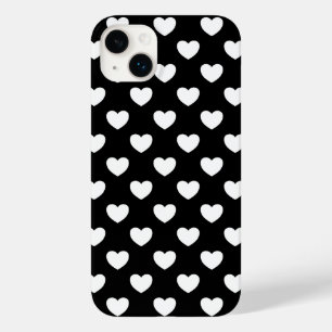 Coque Pour iPhone 14 Plus Coeurs Noirs Et Blancs Style Polka Trendy Dot