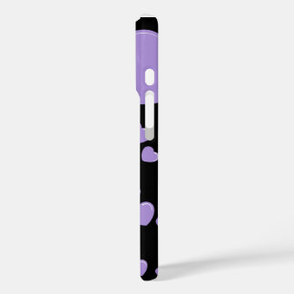 Coque Pour iPhone 16 cœurs orange et violet à pois