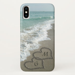Coque Case-Mate Pour iPhone Coeurs personnalisés de sable sur la plage