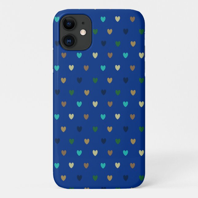 Coques Case-Mate iPhone Coeurs Polka dans les tons bleu paon (Dos)
