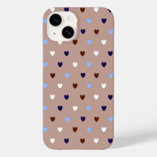 Coque Pour iPhone 14 Coeurs Polka sur brun pâle