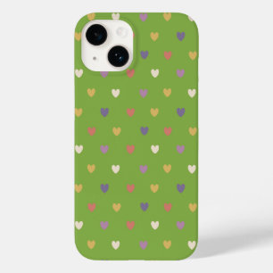 Coque Pour iPhone 14 Coeurs Polka sur vert vert