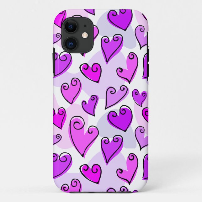Coques Case-Mate iPhone Coeurs pourpres Fille Mignonne Jour des Valentines (Dos)