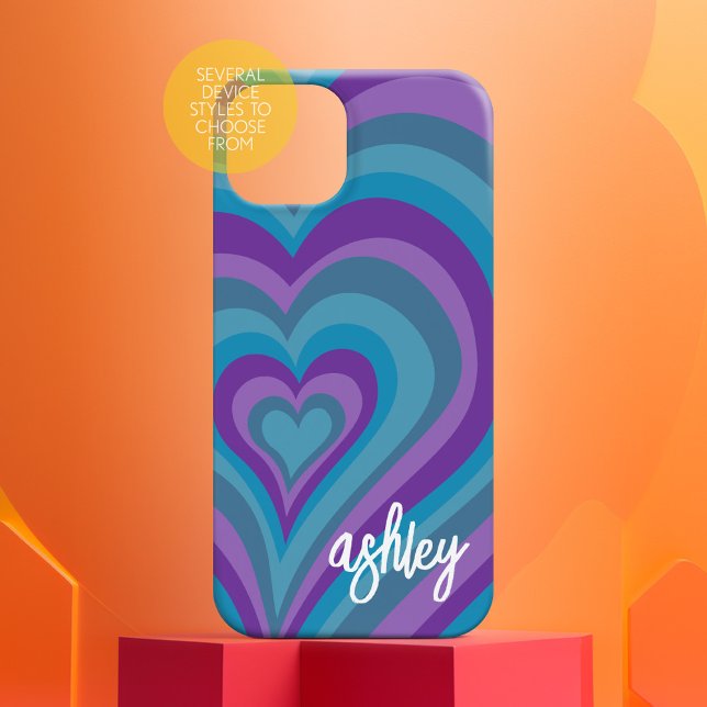 Coques Case-Mate iPhone Coeurs psychédéliques Calligraphie Nom du script P (personalized phone case with funky heart pattern)