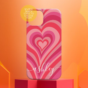 Coque Pour iPhone 16 Coeurs psychédéliques Calligraphie Nom du script P