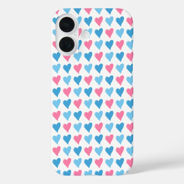 Coques Case-Mate iPhone Coeurs rose et bleu Valentine (Verso)