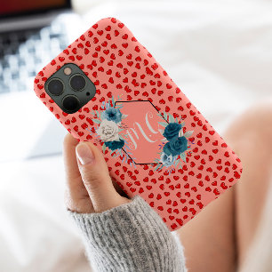 Case-Mate iPhone Case Coeurs rose et rouge mignon motif monogramme perso