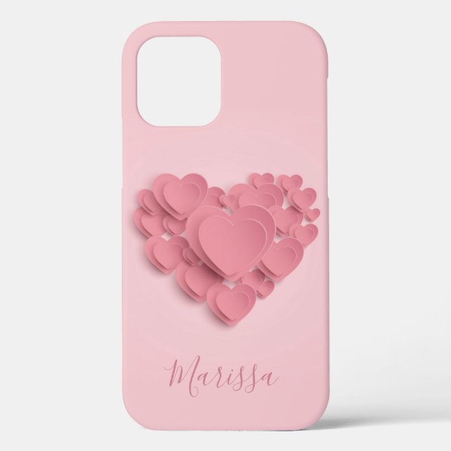 Coques Case-Mate iPhone Coeurs roses à couche (Verso)