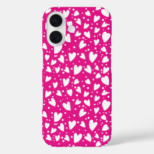 Coque Pour iPhone 16 Coeurs roses mignons motif transparent