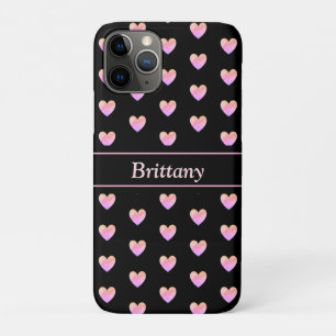 Case-Mate iPhone Case Cœurs roses modernes sur fond noir