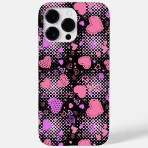 Coque Pour Pour iPhone 14 Pro Max Coeurs roses Motif 01 Black BG