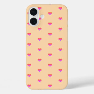 Coques iPhone 16 Plus Coeurs roses Motifs Saint Valentin Pêcher Orange