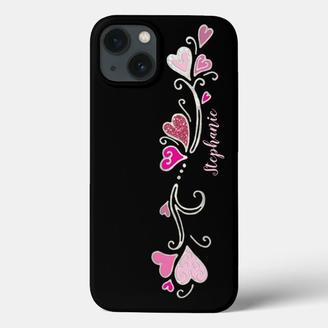 Coques Case-Mate iPhone Coeurs roses Parties scintillant Accent Doodle Art (Verso)