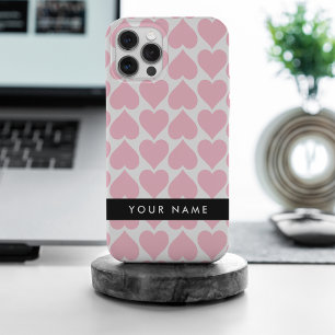 Coque iPhone 15 Pro Max Coeurs roses, Romantique, Votre Nom, Personnaliser