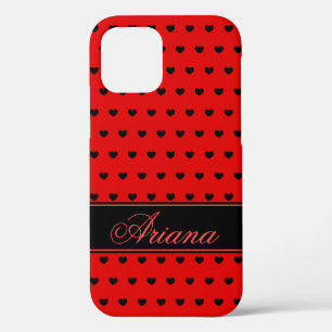 Case-Mate iPhone Case Coeurs Rouge Et Noir Élégants, Nom Personnalisé