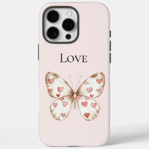 Coques iPhone 16 Pro Max Coeurs rouges rose vif amour papillon