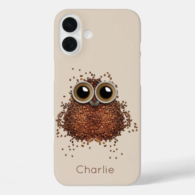 Coques Case-Mate iPhone Coffee Owl personnalisés nom de téléphone cases (Verso)