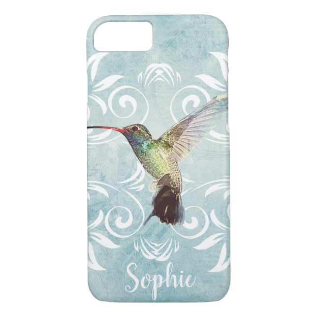 Coques Case-Mate iPhone Colibri à l'Arrière - plan fleuri (Dos)